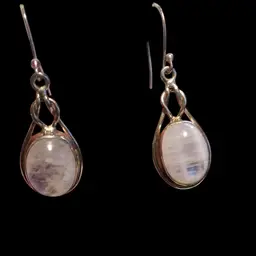 Sterling Rainbow Moonstone Earrings