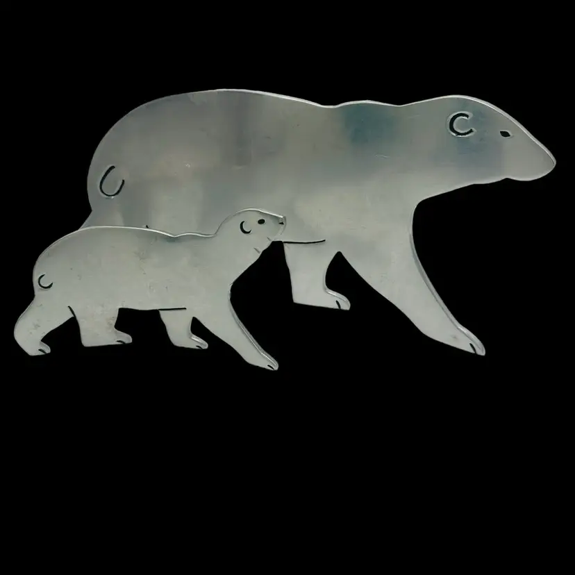 Hallmark Polar Bear and Cub Accents Home Decor Vintage Aluminum Christmas