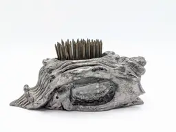 Vintage Sea Shell Weighed Lead and Metal Flower Frog Floral Frog