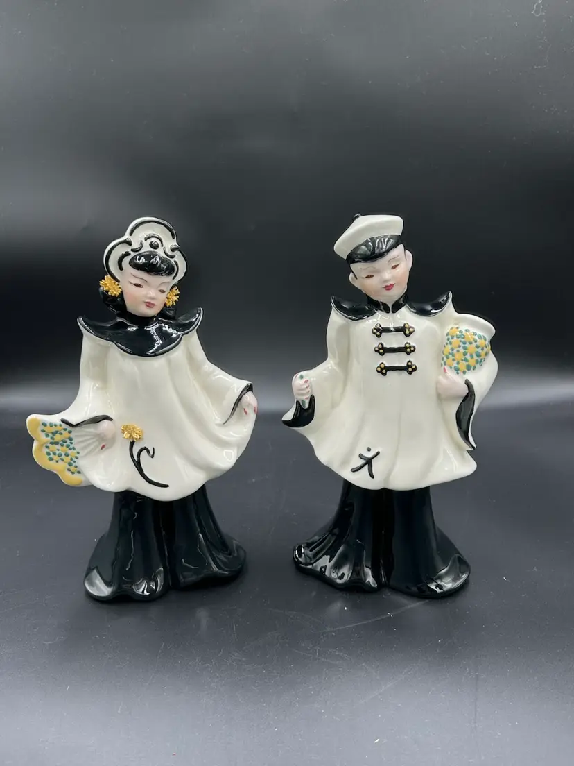 Vintage Mid Century Florence Ceramics California Pottery Figurine Asian Couple