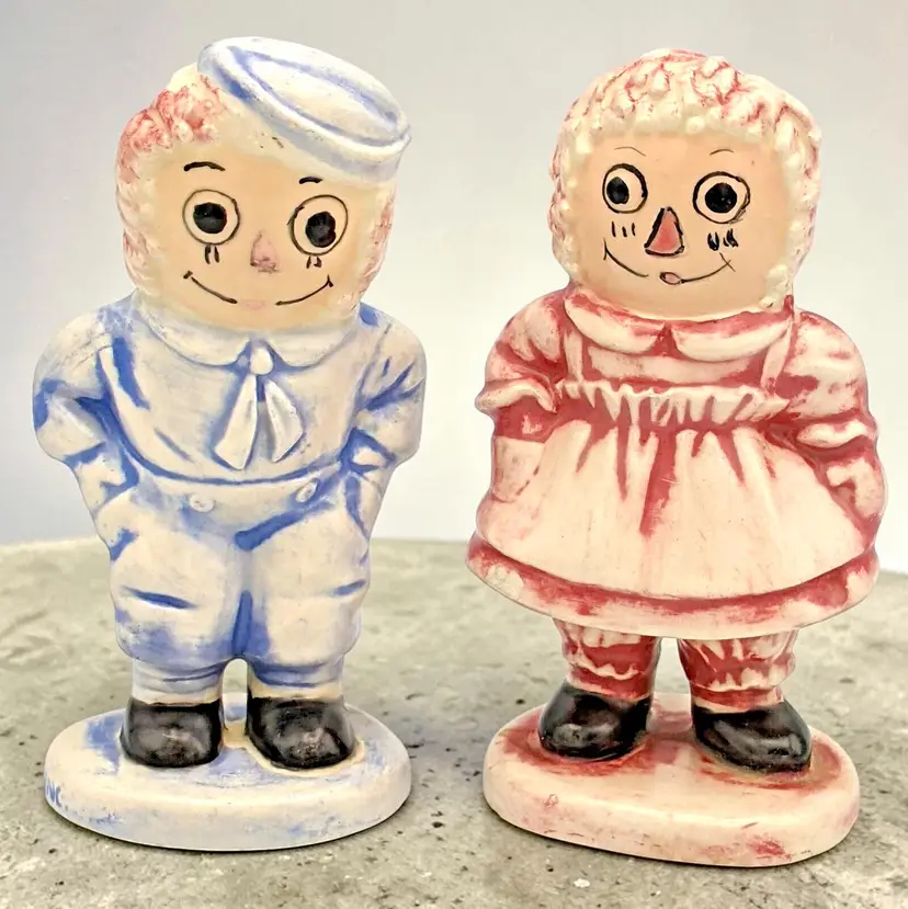 Vintage 1974 Raggedy Ann And Andy Ceramic Figurines By The Bobbs-Merrill Co.