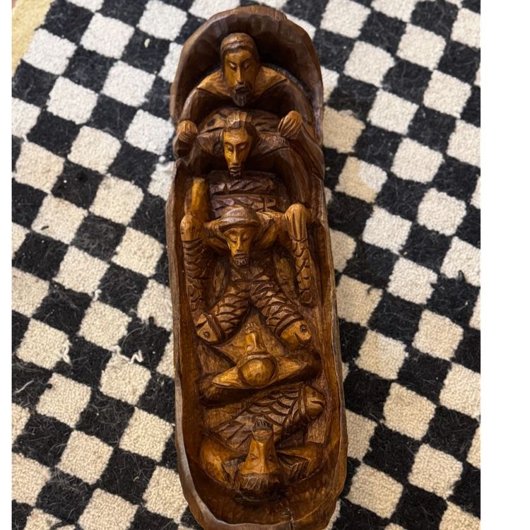 Mid-Century Hand Carved Folk Art Boat