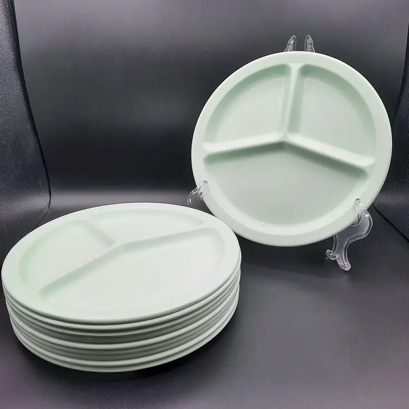 Vintage Mint Green Texas Ware/Arrowhead Efficiency Melamine Divided Section Plates Set Of 10