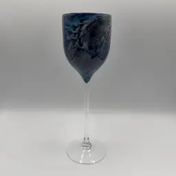 Josh Simpson 1983 Amethyst Base Blue Swirl Galaxy Goblet