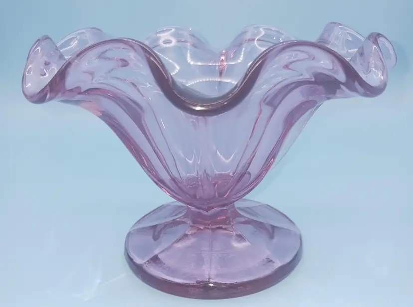 Fenton Pink Madras Footed Bowl, Rare Find