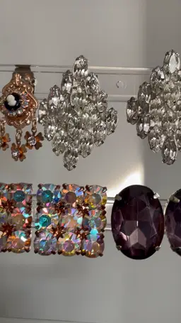 5 Pair Vintage Rhinestone Clip On Earrings Cameo AB Chandelier Statement Sparkly Lot Bundle Reseller Collector