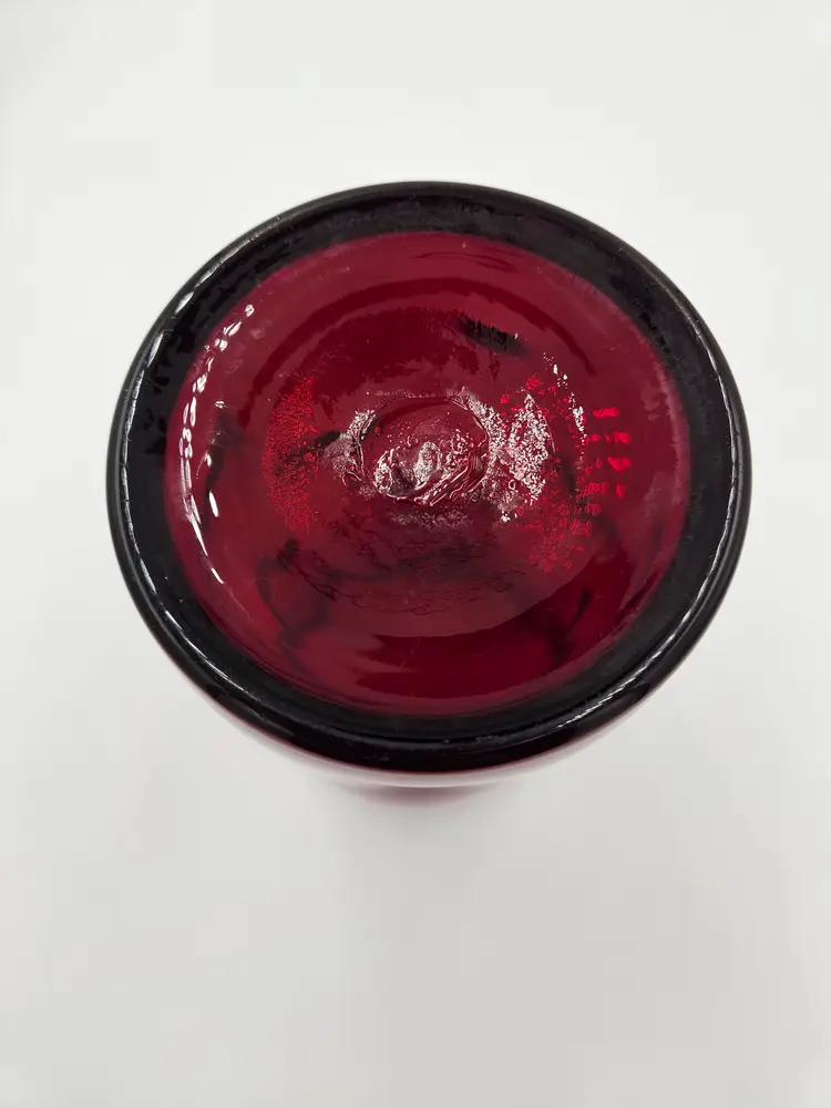 Hand Blown Red Dimple Vase IT GLOWS