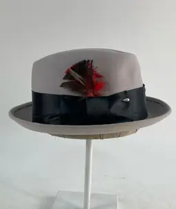 Vintage Webster Gray/Grey 100% Wool Fedora Short Brim Size 7-1/4 (58) Made In the USA