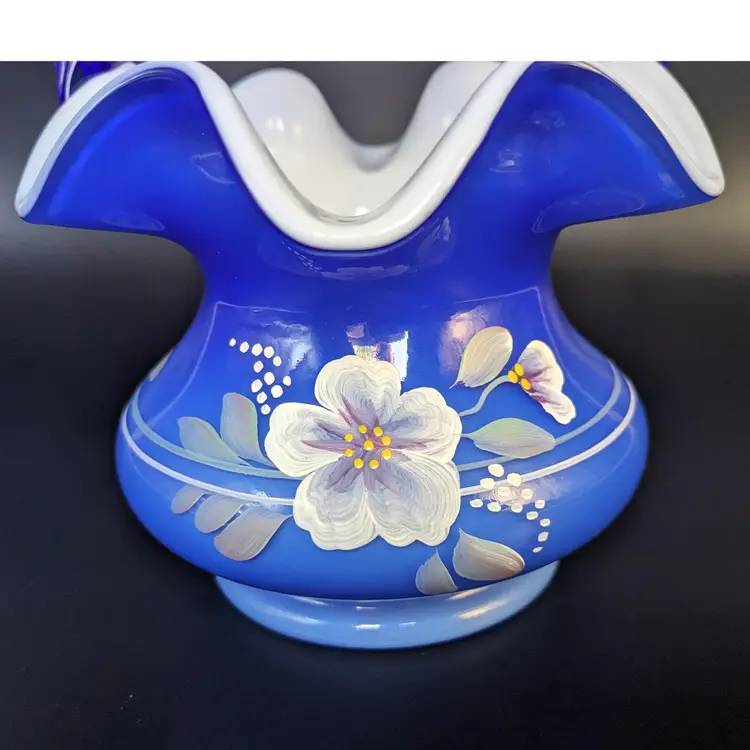 Vintage Fenton Art Glass Cased Cobalt Basket (Glass Legacy Collection)