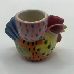 Pfaltzgraph Secrets Of Pistoluet Rooster Egg Cup Or Toothpick Holder, 3” Tall x 3-1/2” Wide