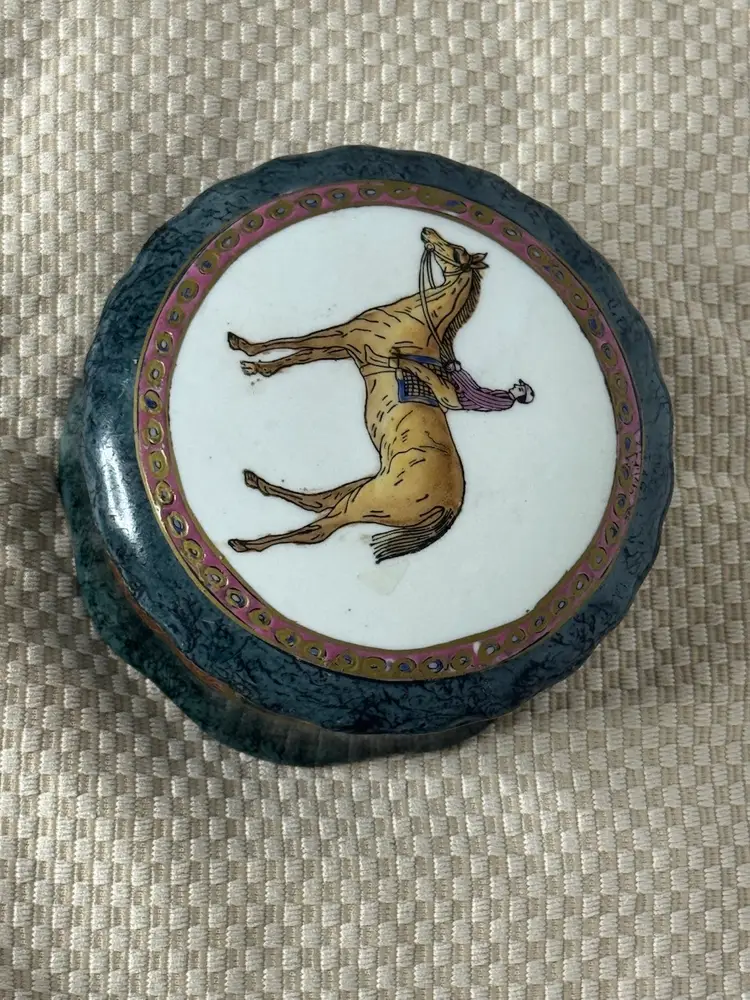 Porcelain Trinket Box With Lid~Equestrian Theme