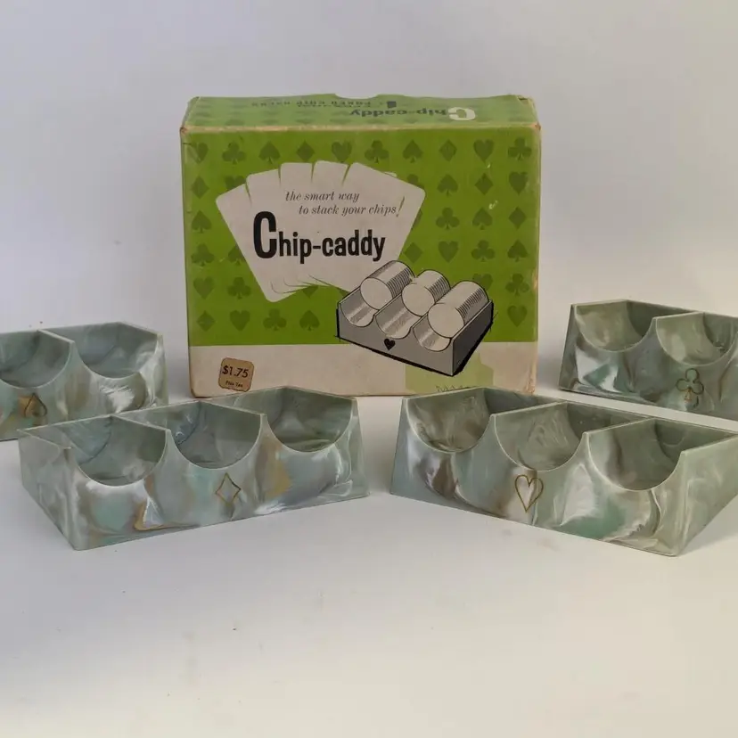 Vintage Windman Brothers Chip-Caddy 4 Personal Poker Chip Racks with Box
