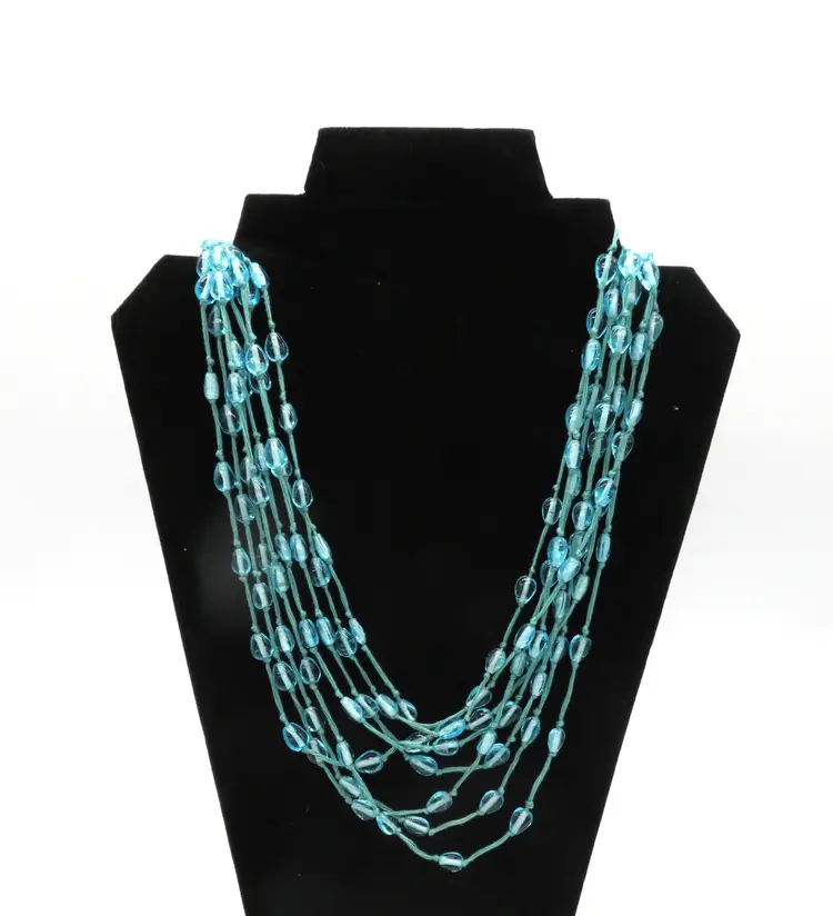 Vintage 8 strand Aqua Blue Glass Beads