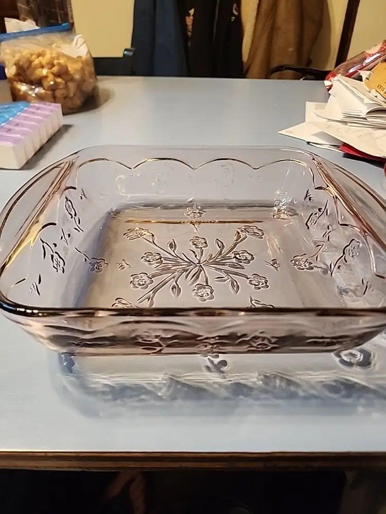 Vintage Anchor Hocking Savannah Pink Glass Dish 9×9