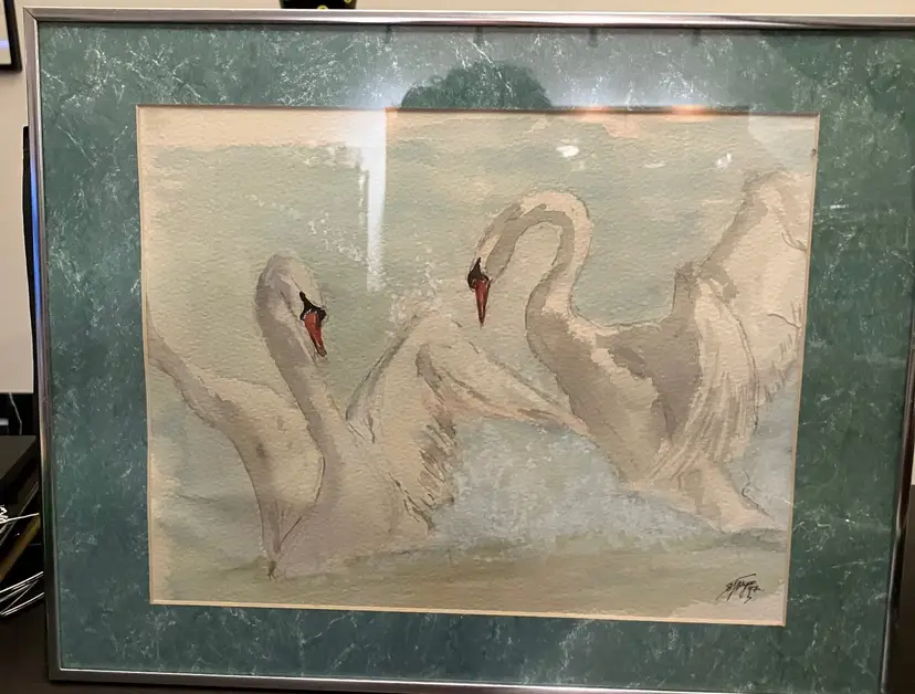 Vintage Watercolor Geese Artist Signed