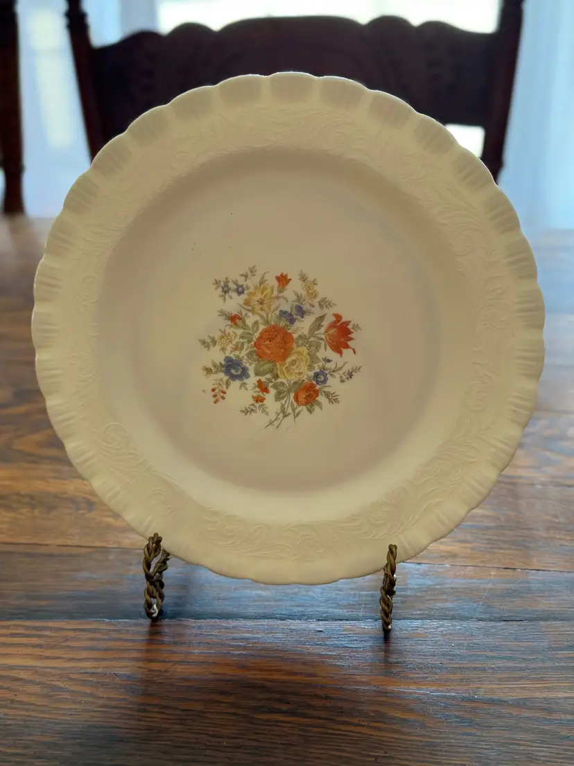 Vintage Macbeth-Evans Cremax Oxford Bouquet 12" Uranium Glass Cake Plate – Depression Glass Glow