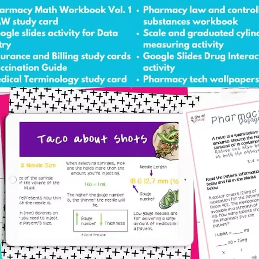 Intro to Pharmacy Technician Study Guide/ Exam Practice Bundle