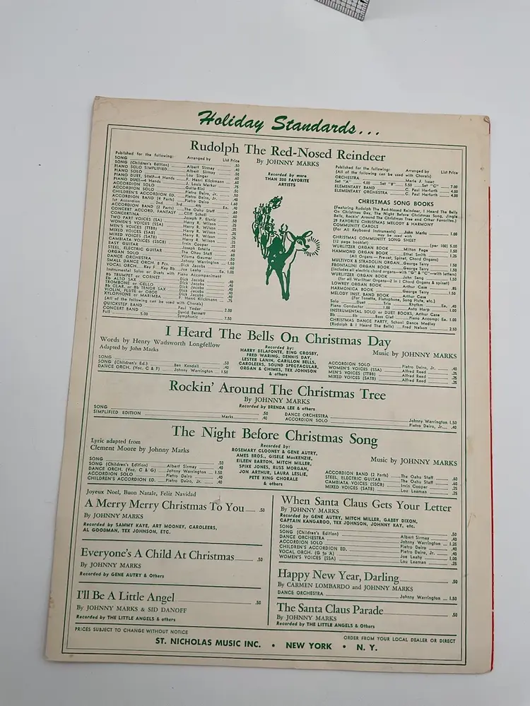 Vintage Rudolph the Red-Nosed Reindeer Sheet Music 1949