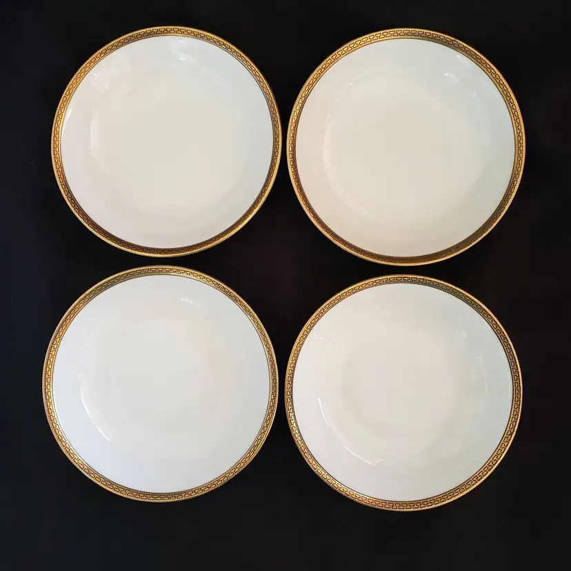 Dessert Bowls Hutschenreuther Selb Bavaria set of 4 Gold & Black Line Trim Vintage