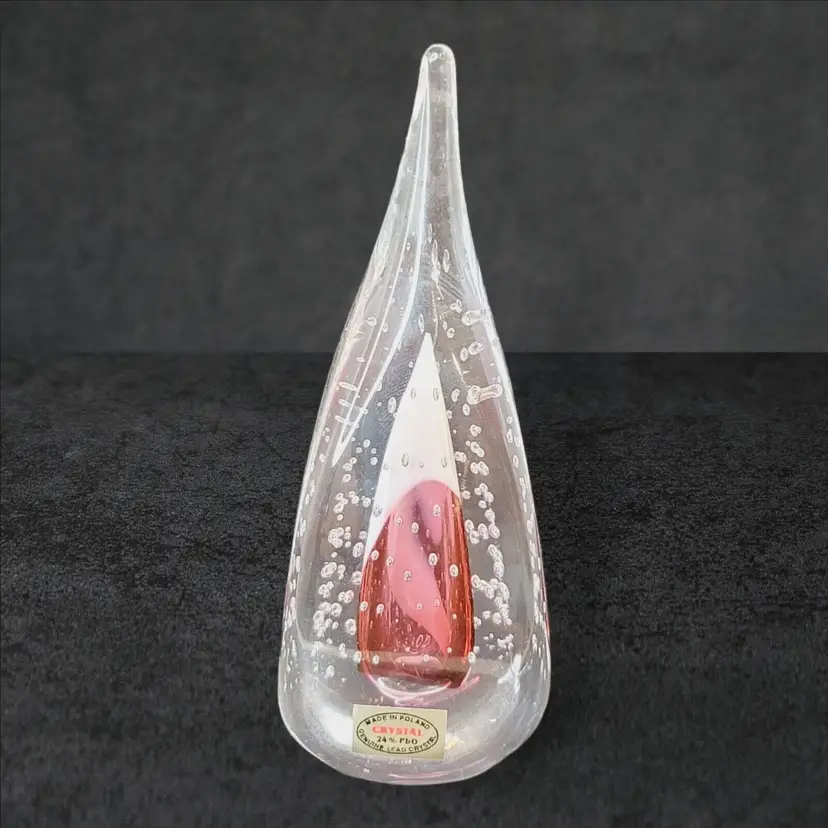 Poland 24% Lead Crystal Hersey's Kiss Shaped Paperweight Red Design