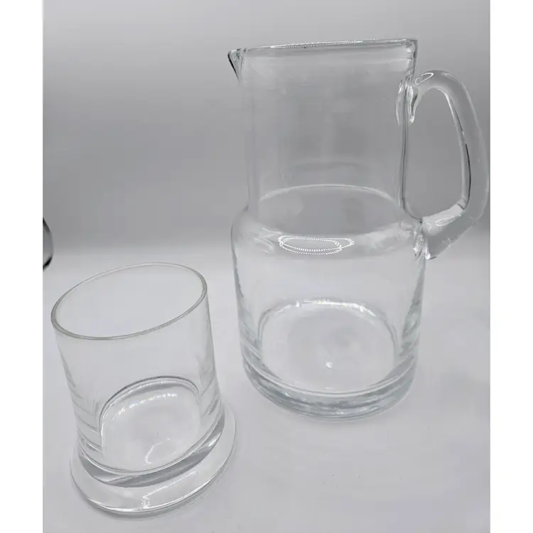 #01 - Vintage Tumble Up Bedside Pitcher and Glass, 7.25" tall