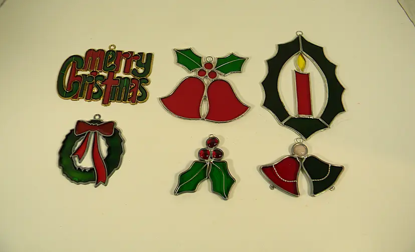 Christmas Sun-catchers Ornaments (Set of 6) Vtg.