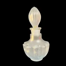 Barely There Blue Glass Perfume Bottle w/ Intact Ground Glass Stopper w/ Glass Dauber