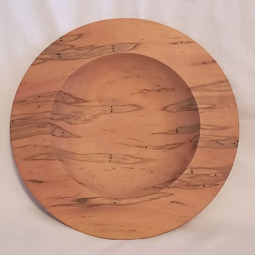 Art Turned Wood Plate Bowl Signed REX BURNINGHAM Ambrosia Maple 12¼" diameter