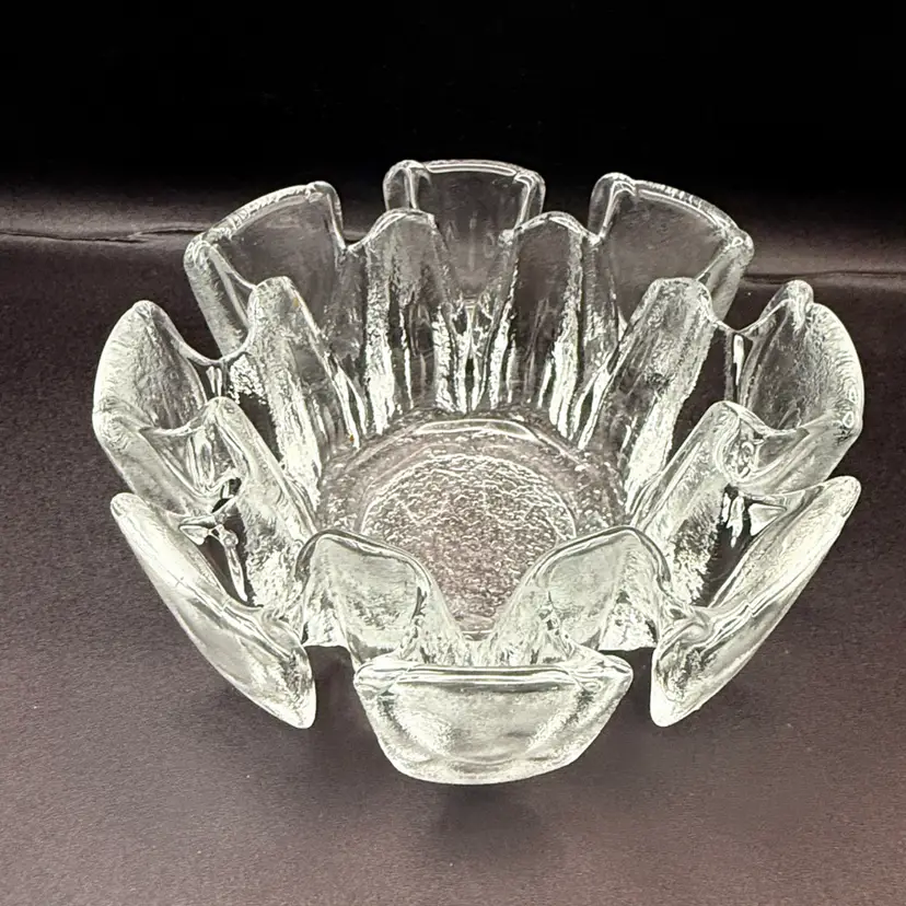 Vintage 70’s Scandinavian MCM Style Glass Bowl Candle Holder
