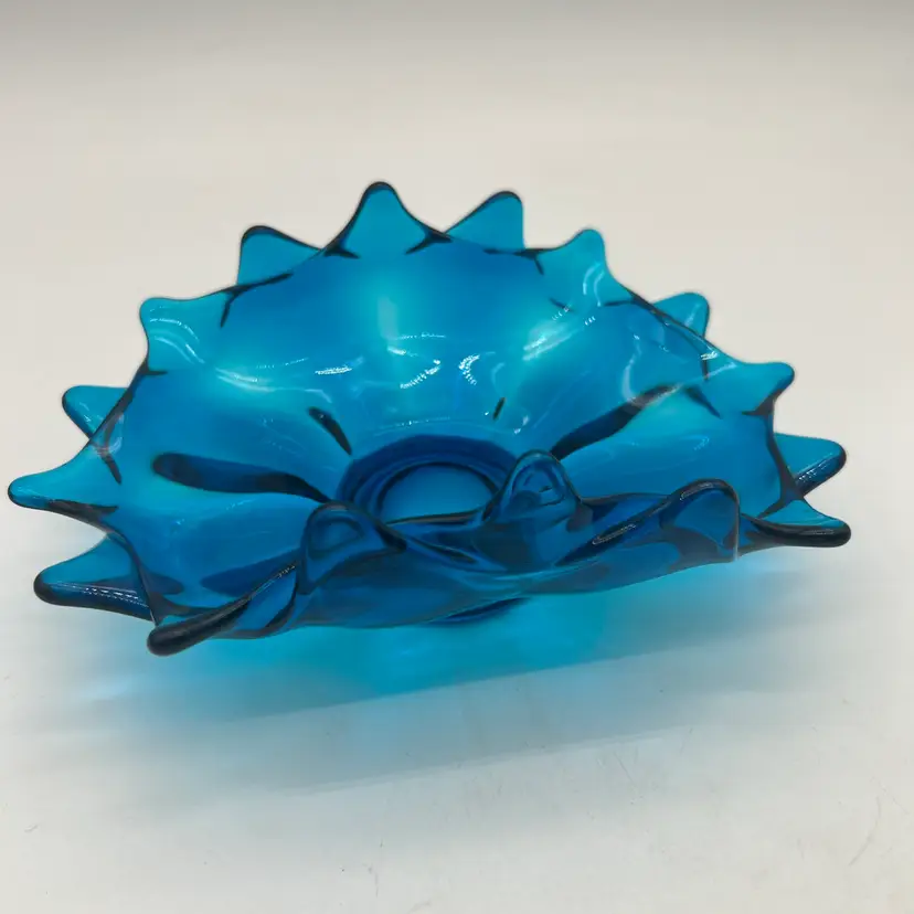 #16 Vintage MidCentury Blue Glass Candy Dish