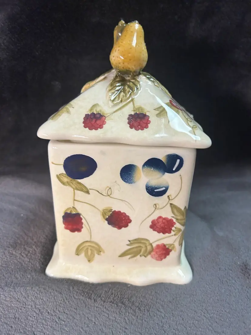 TODAYS LIVING FRUIT DECORATED CANISTER CERAMIC