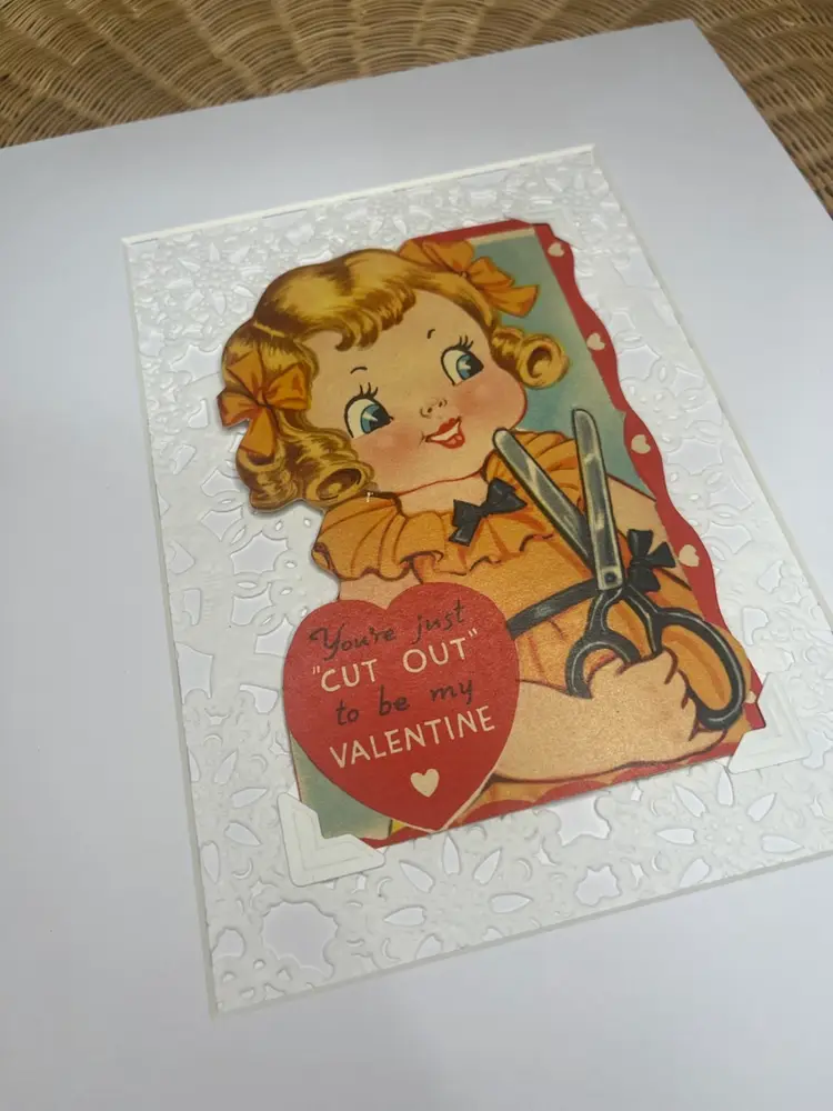 #4VD — Vintage Valentines Day Card In A Custom Non-Damaging, Removable Decorative Matting - Made By Me