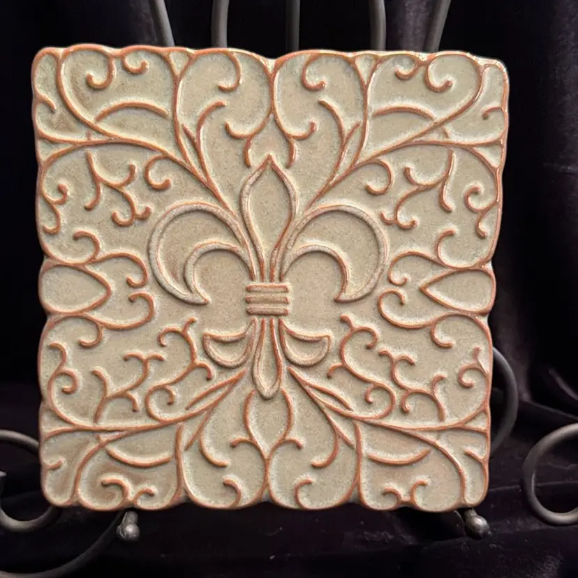 Frankoma Fleur-de-Lis Ceramic Trivet 3TR