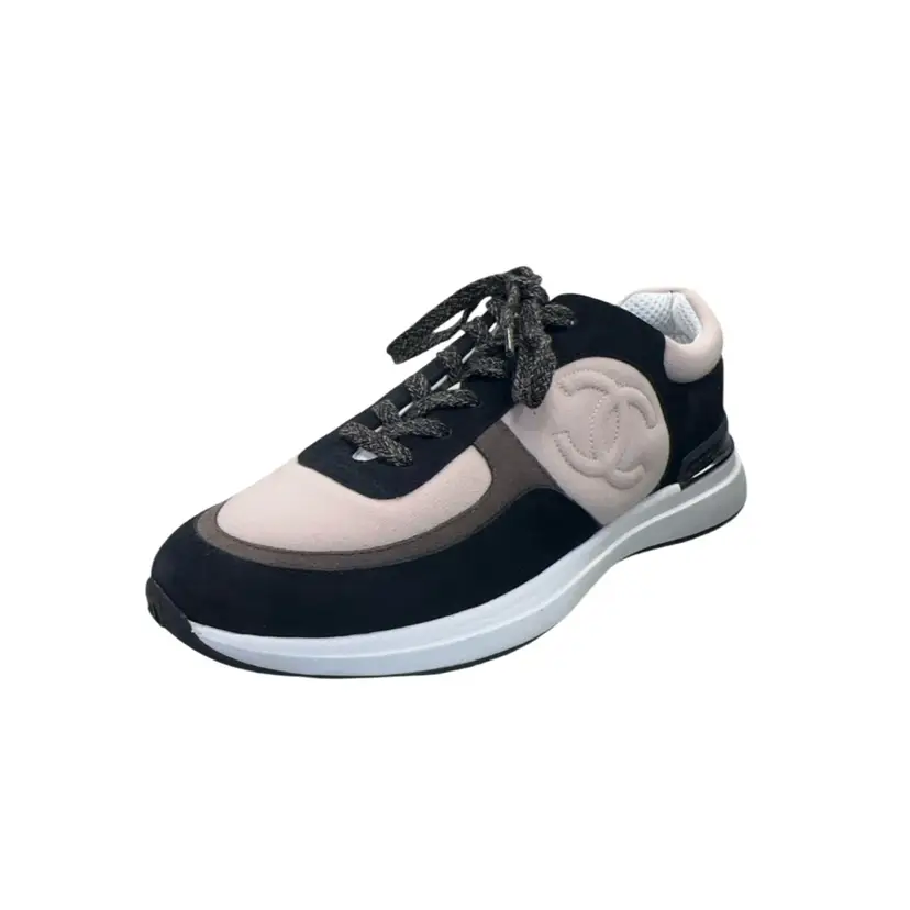 Chanel Suede Dark Gray & Light Pink Sneakers Sz 42
