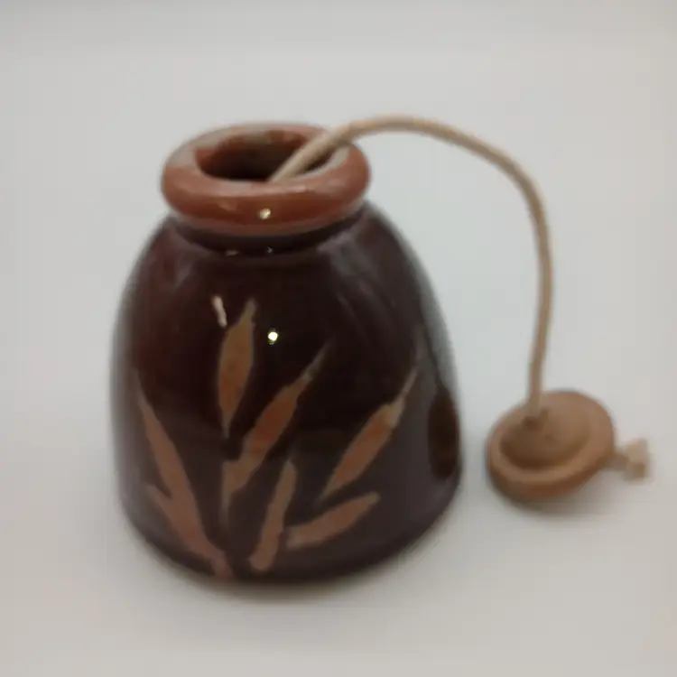 Signed Studio Art Pottery Oil Lamp.