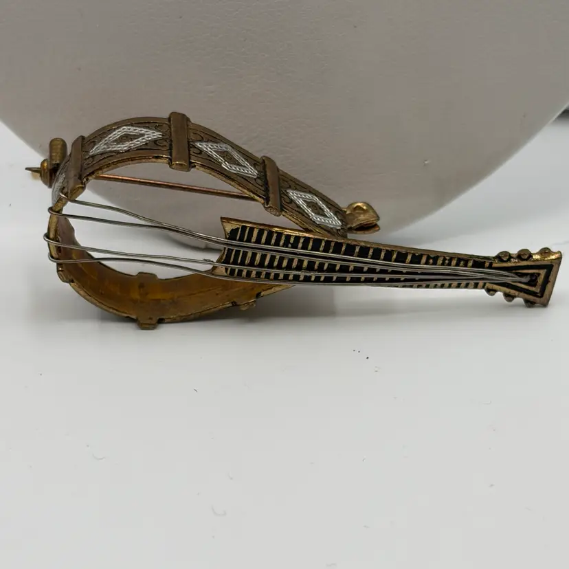 Vintage Antique Guitar banjo Brooch Spain Estate Unique
