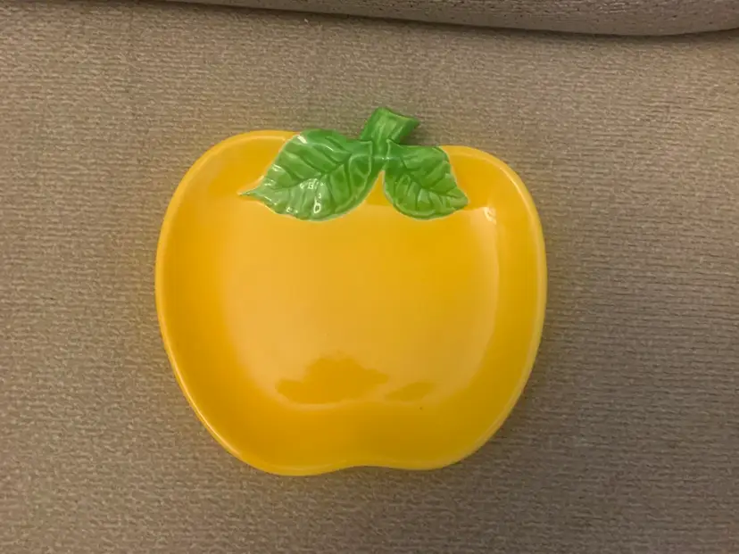 Yellow Ceramic Apple Dish Japan