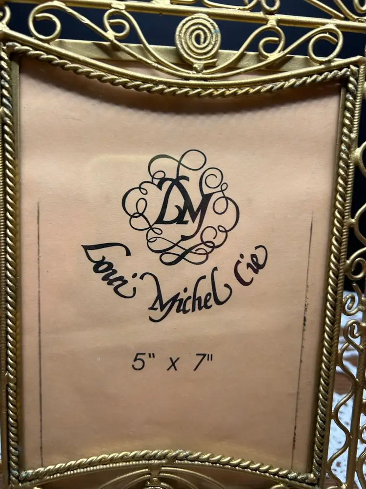 Ornate Original Loui Michel Gold Toned Heart Pattern 5x7 Picture Size