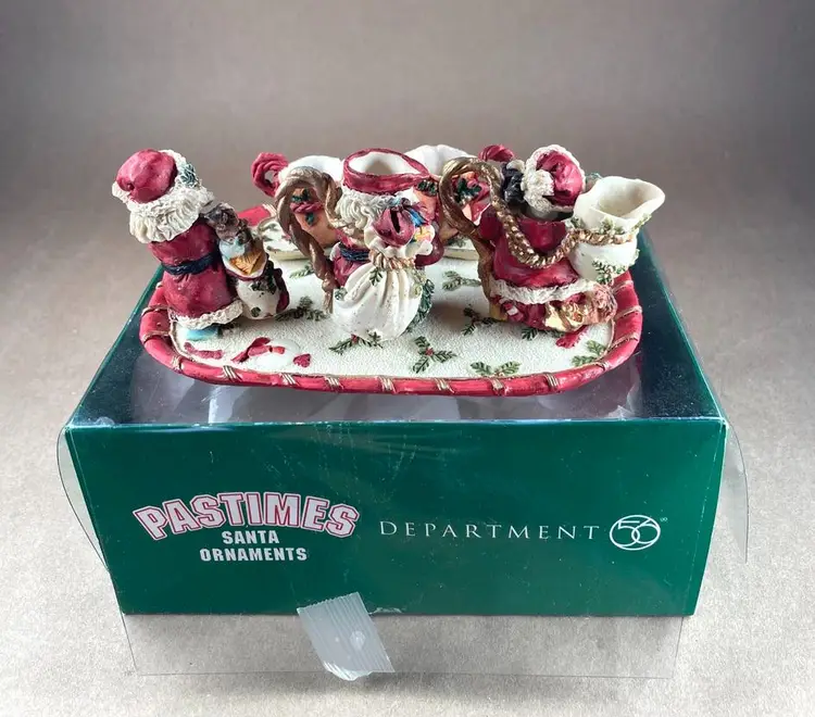 Department 56 Miniature 3 Santa Claus Christmas Holiday Tea Set Display Decoration with Original Box