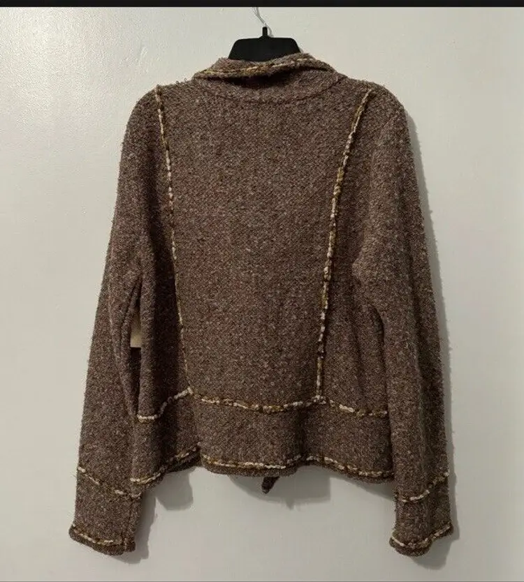 Coldwater Creek Grandma Core Seamed Moto Assymetrical Zip sweater jacket 1X