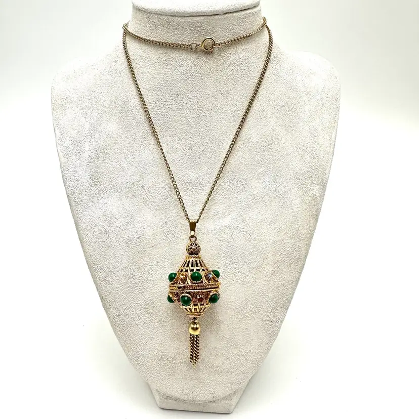 Florenza Signed Perfume Locket Pendant Necklace Gold Tone **Read** Bridgerton Inspired Jewelry Lot