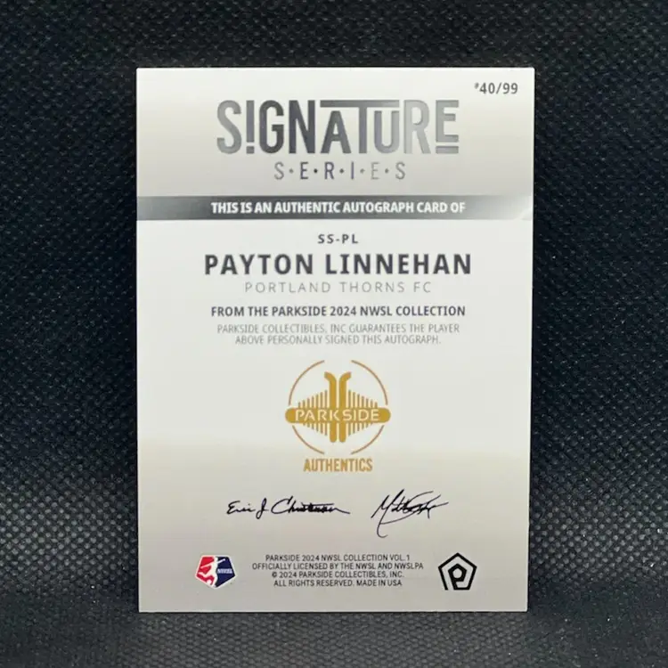Payton Linnehan 2024 Parkside NWSL Signature Series Autograph Foil /99 Soccer Card