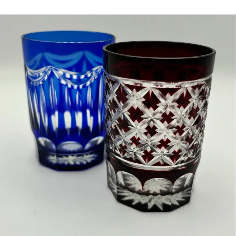 Cut To Clear Bohemian Czech Liquor Cordial Barware Glasses