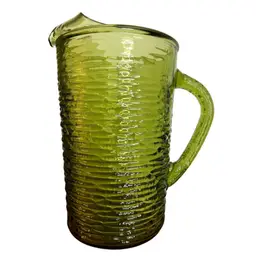 Large Green Soreno Glass Pitcher 9”