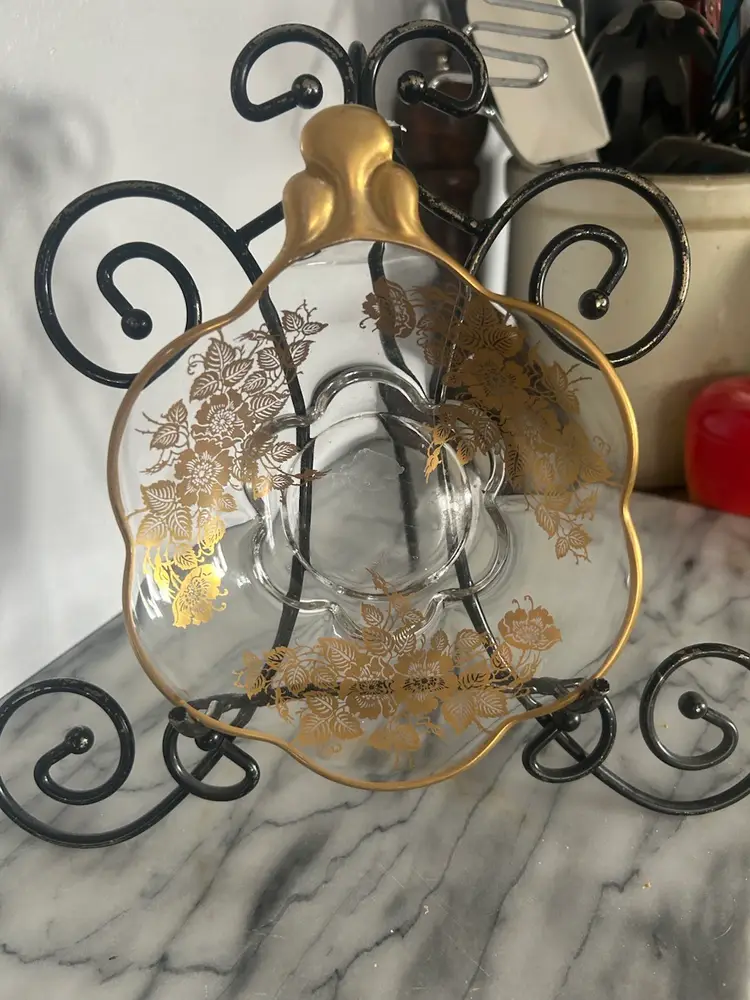 Silver City 24 K Gold Detail Bon Bon Dish