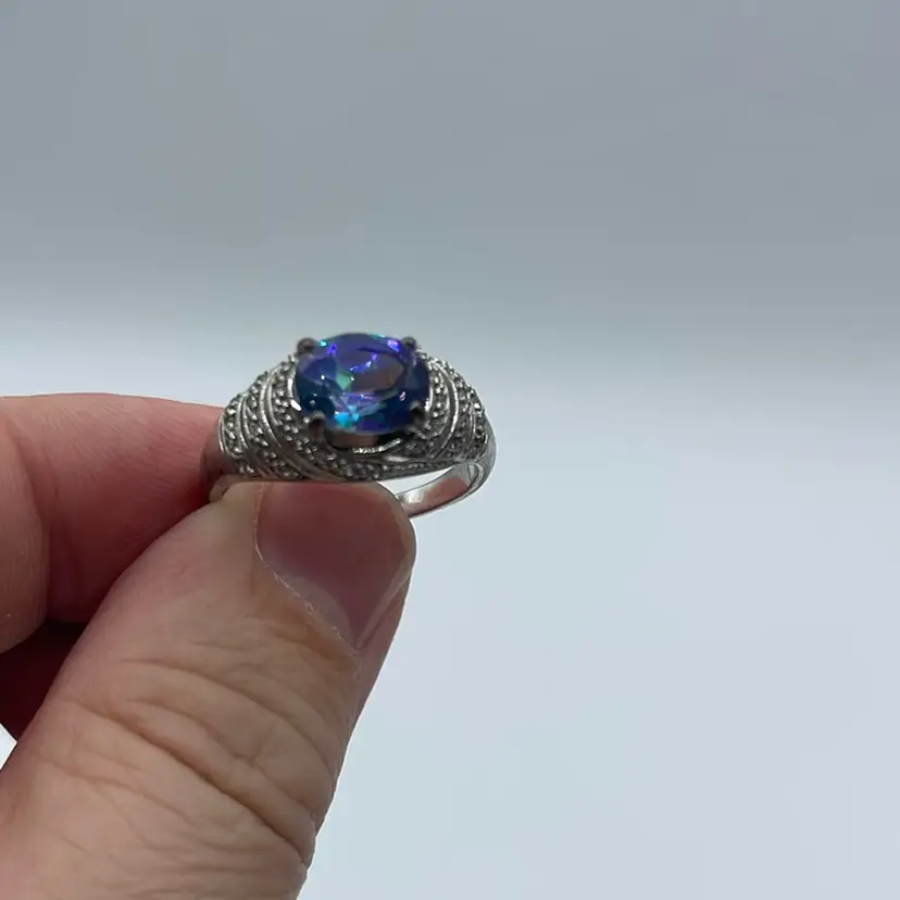 Sterling Silver Ring Size 11 Large Stone
