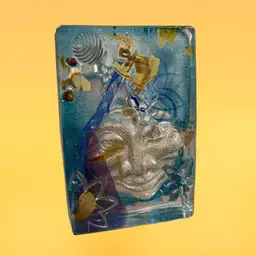 Phoenix Studios Susan Gott Art Glass Man In The Moon Face Sculpture