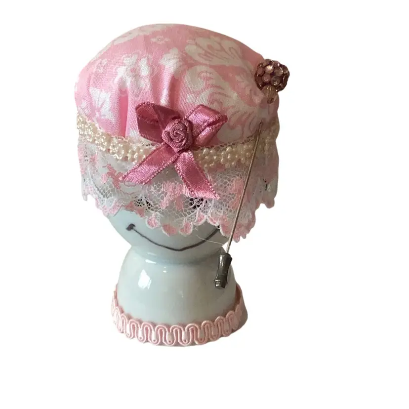 Shabby Chic Handmade Pin Cushion On Egg Cup
