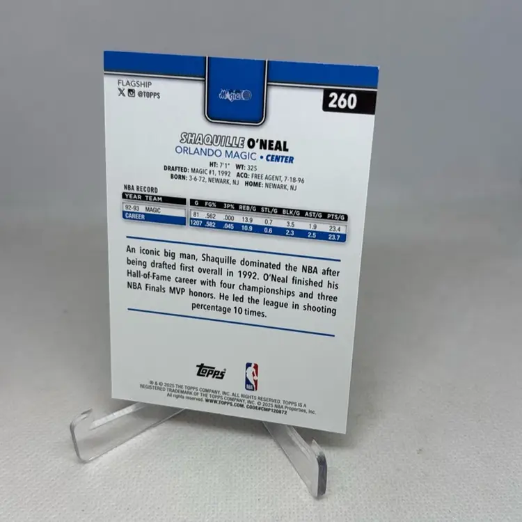 2025-26 Topps Basketball Shaquille O'Neal Diamante Parallel Magic