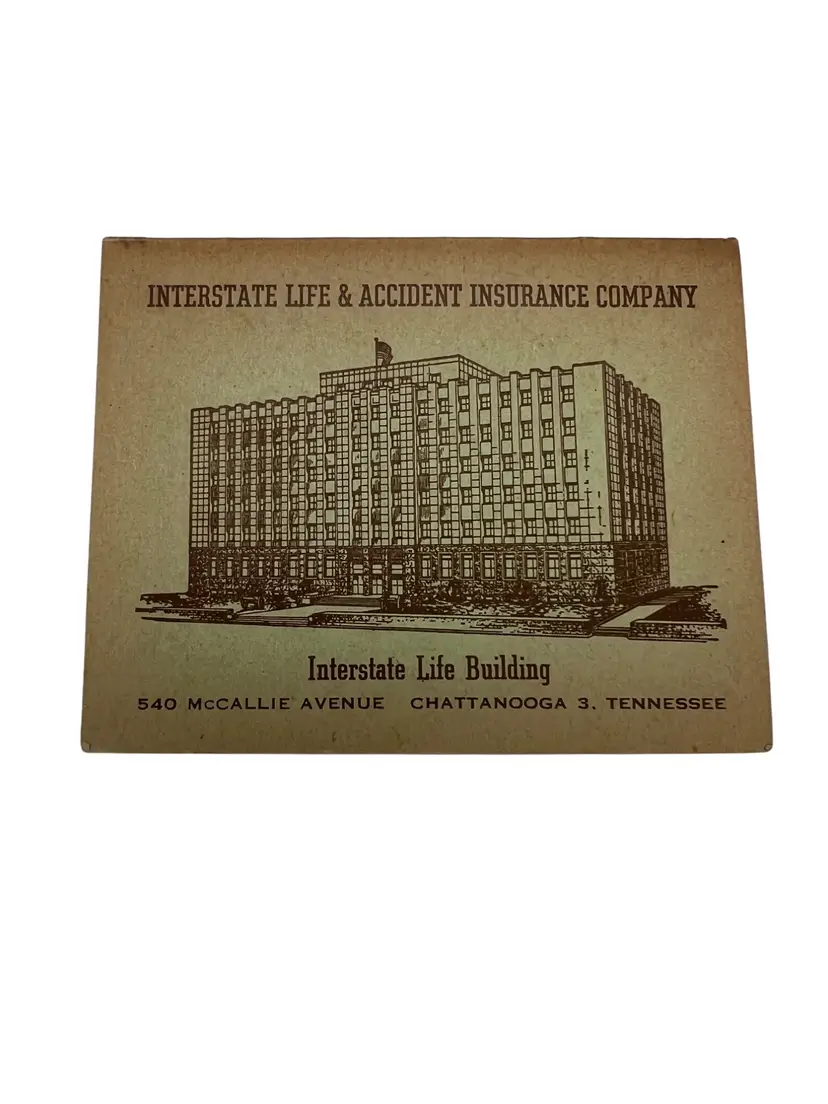 Vintage Interstate Life Insurance Band-Aid Promo Card Chattanooga TN w/ 2 Bandages 3.5"x2.75" Advertising Giveaway